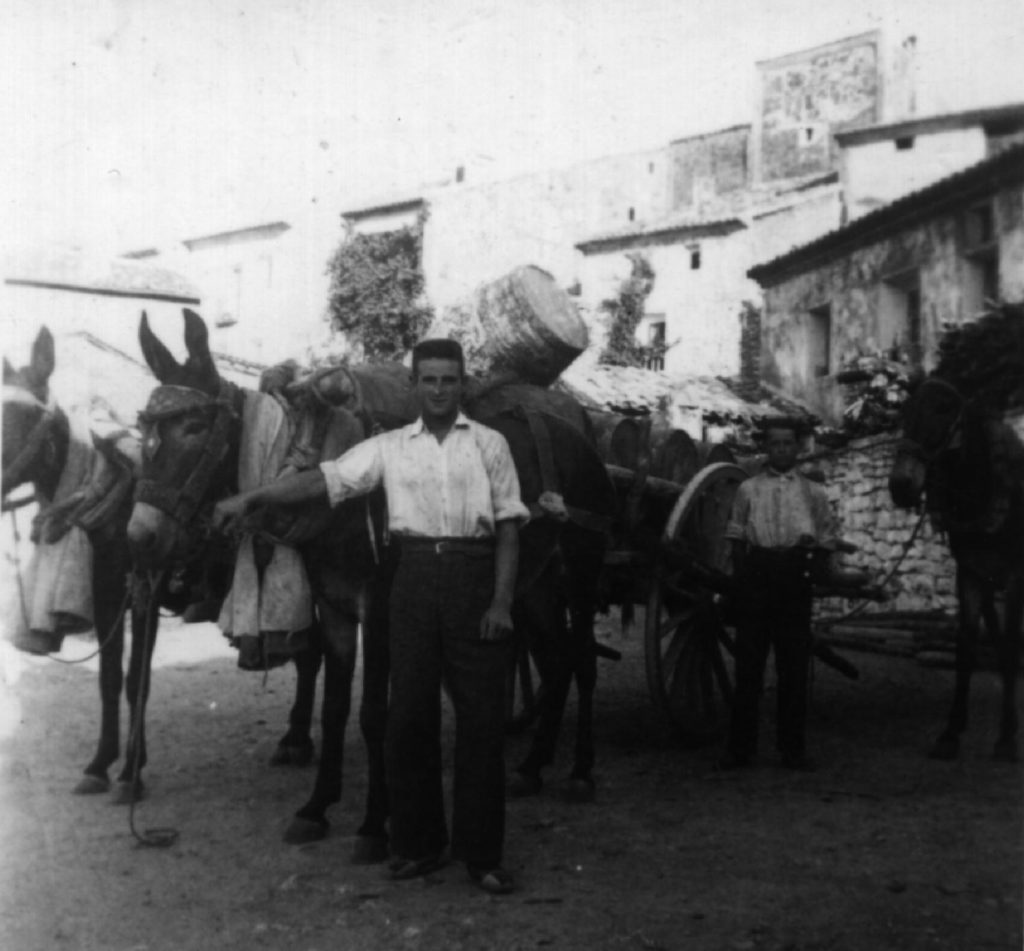 Tomás y José Ramos con el carro lleno de cubas. 1951
